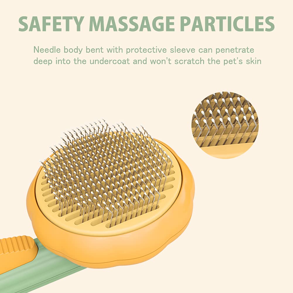 Pumpkin Self-Cleaning Slicker Comb — Pink/White/Green