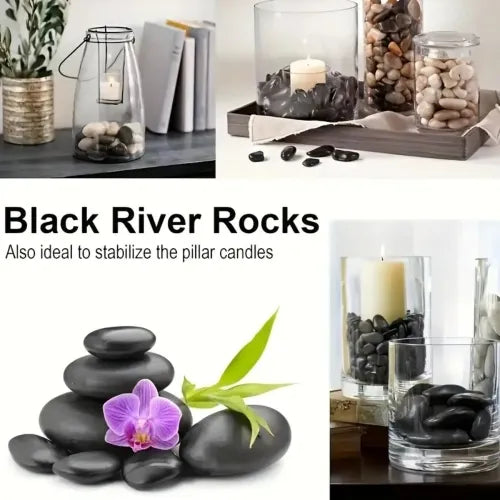 38lbs Black River Rocks, 2-3 Inch Polished Pebbles. Ideal For Plant Decoration, Vase Filling, Aquarium Landscaping, And Various Indoor And Outdoor Decorative Applications.