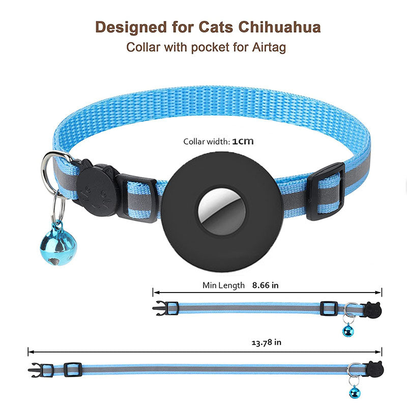 AirTag Pet Collar with Bell — Reflective Anti-Lost Design