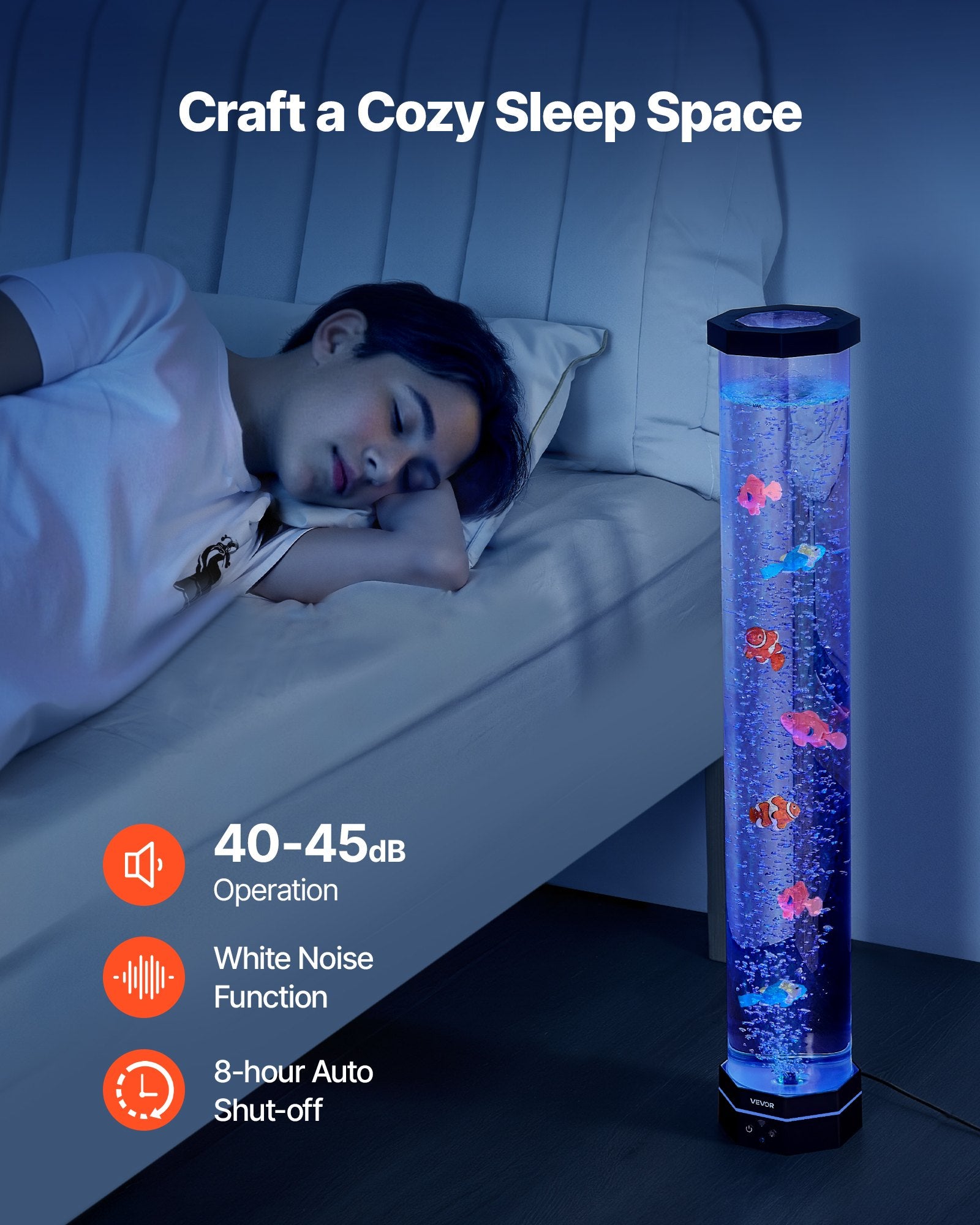 Sensory Bubble Tube Lamp — 16 Color LED with Remote Control