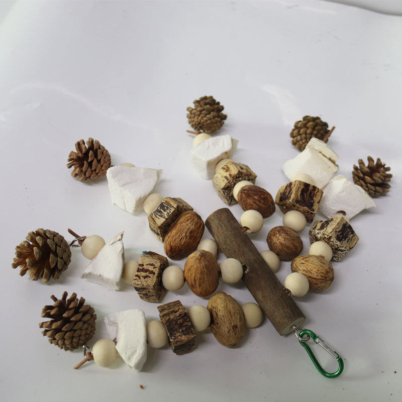 Parrot Toys Cuttlebone Fruit Gnawing String Pine Cone Natural Bird Cage Accessories