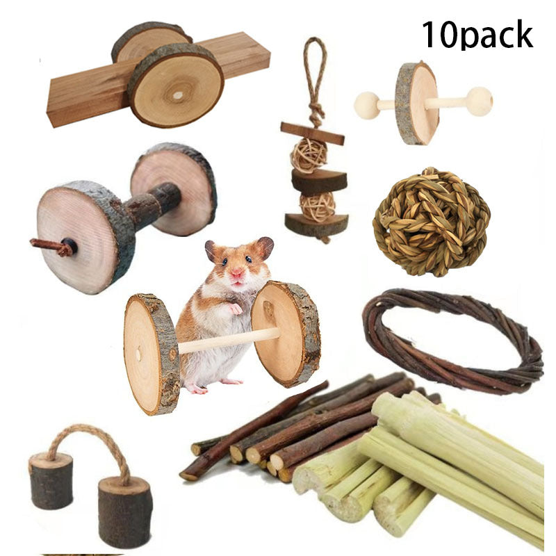 Natural Apple Wood Molar Play Toys for Hamsters & Rabbits