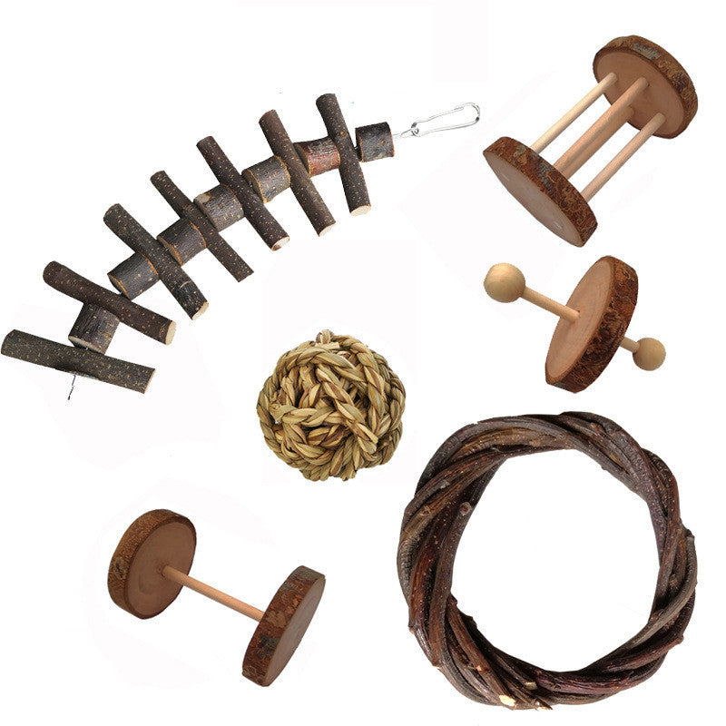 Natural Apple Wood Molar Play Toys for Hamsters & Rabbits