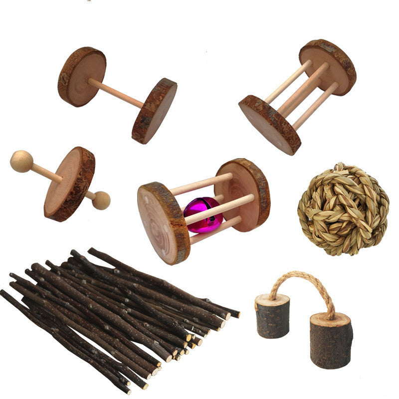 Natural Apple Wood Molar Play Toys for Hamsters & Rabbits