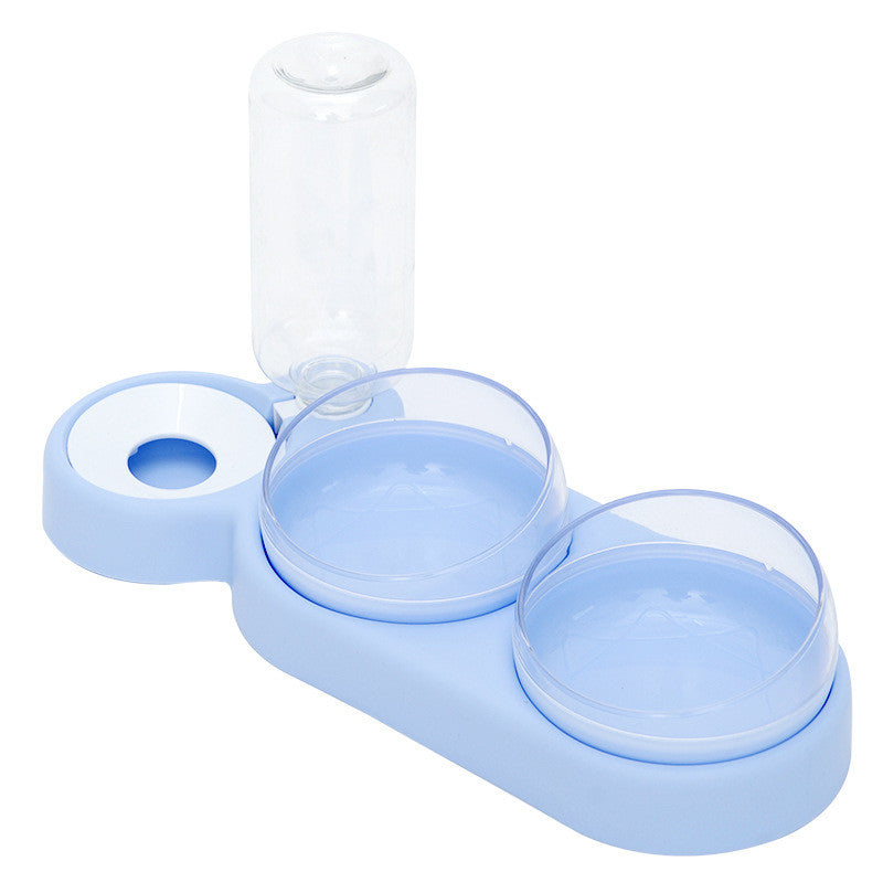 Double Bowl Pet Feeder with Automatic Water Fountain & Raised Stand