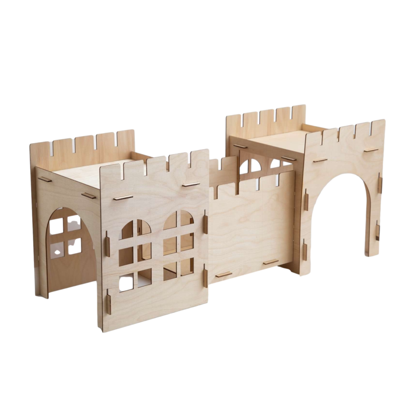 Wooden Castle Hideout for Rabbits & Guinea Pigs — Assembled