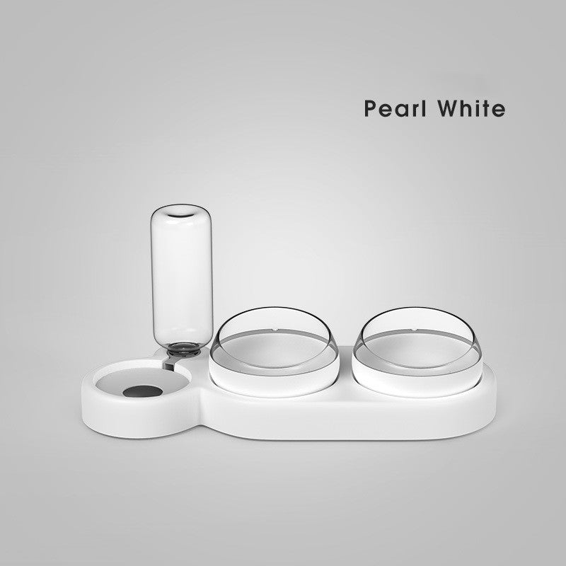 Double Bowl Pet Feeder with Automatic Water Fountain & Raised Stand