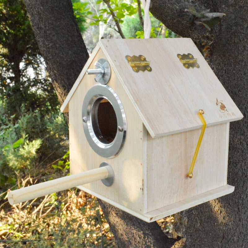 Round Wooden Nesting Box for Birds — Indoor/Outdoor