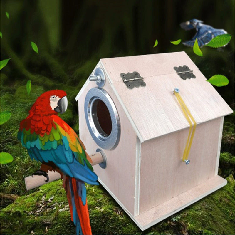 Round Wooden Nesting Box for Birds — Indoor/Outdoor