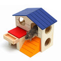 Blue Top Wooden Villa Hideout for Hamsters