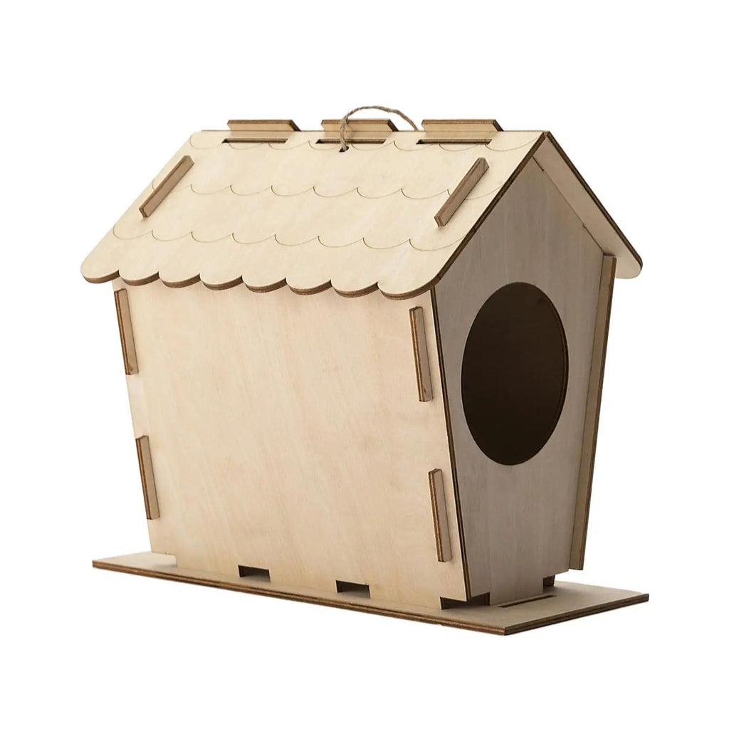 DIY Wooden Bird House — Unfinished Natural Nesting Box
