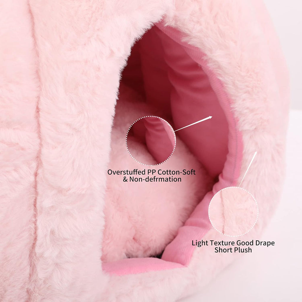 Pink Soft Cat Tent Cave Bed with Removable Cushion