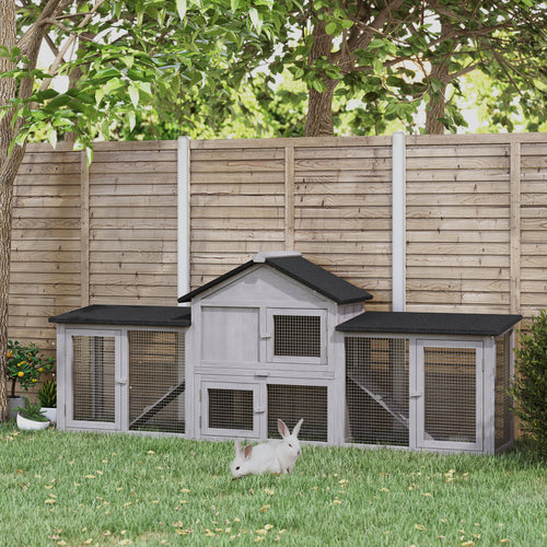 83" Deluxe 2-Story Wooden Rabbit Hutch with Run — XL Outdoor