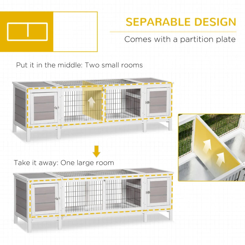 Indoor Rabbit Hutch with Divider & Pull-Out Tray — White