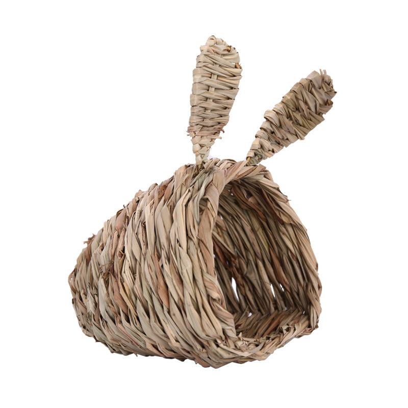 Hand-Woven Straw Tunnel Nest for Rabbits & Small Pets