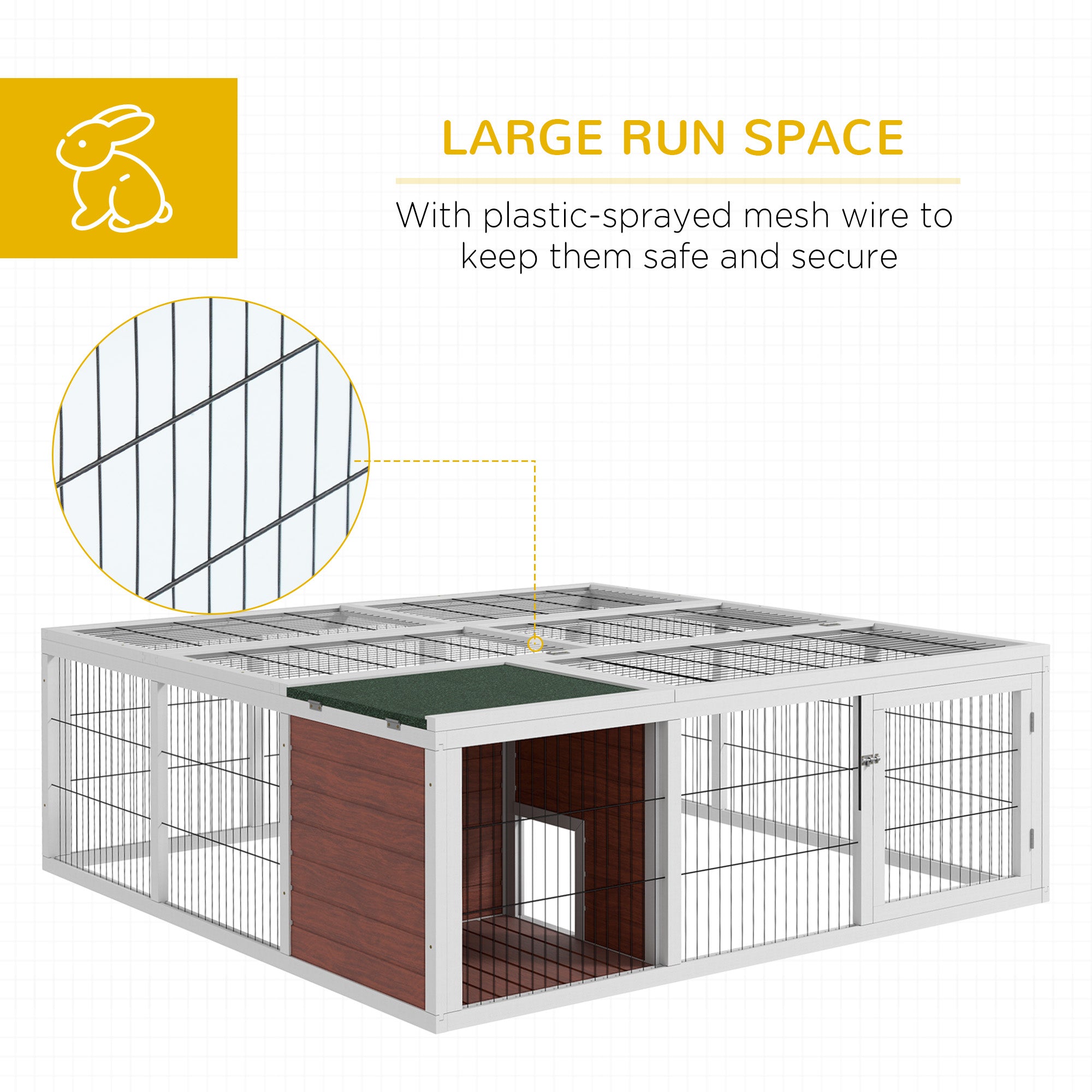 64" Wooden Outdoor Rabbit Hutch Playpen Tortoise House Habitat with Run and Enclosed Cover