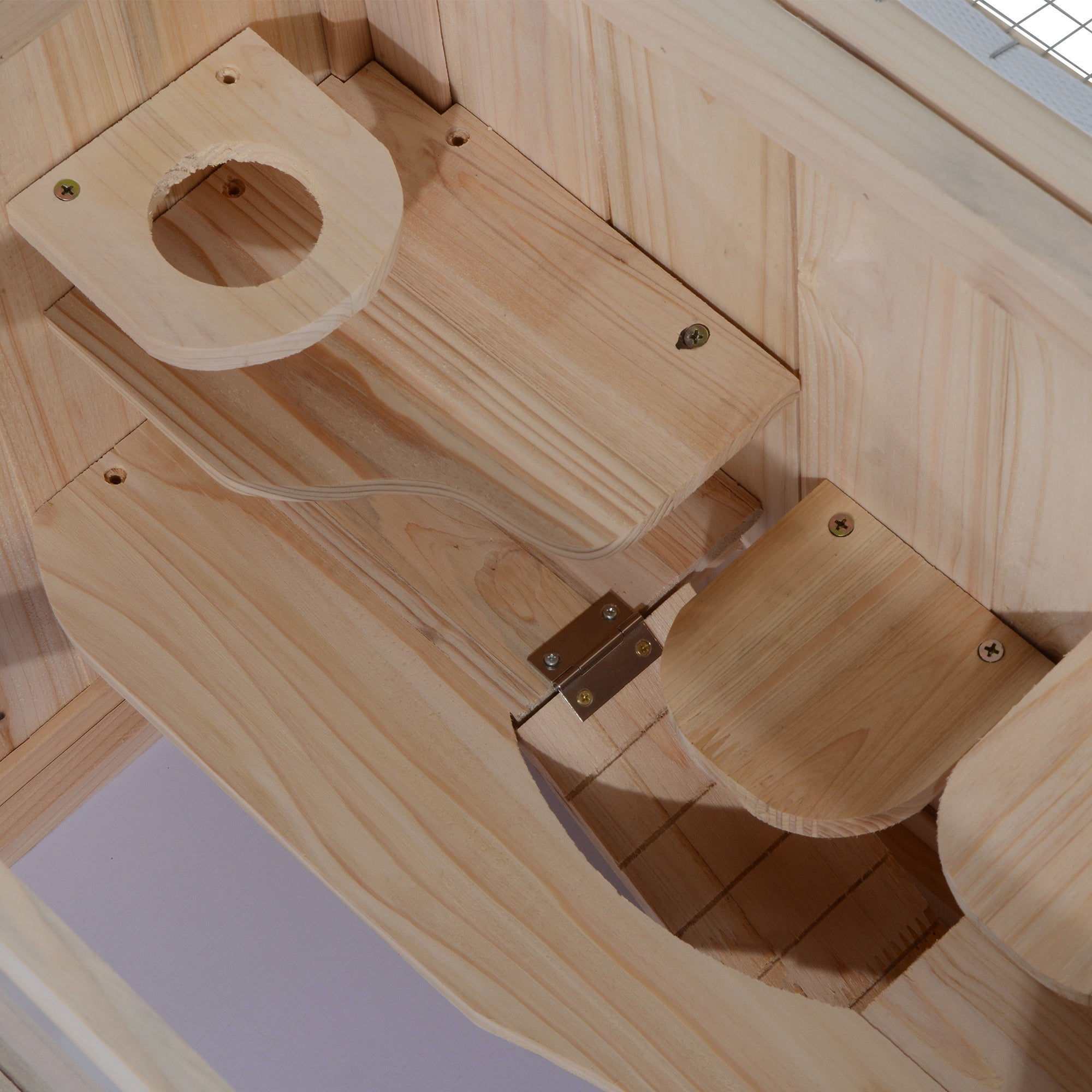 2-Level Wooden Hamster House with Glass Front & Opening Roof