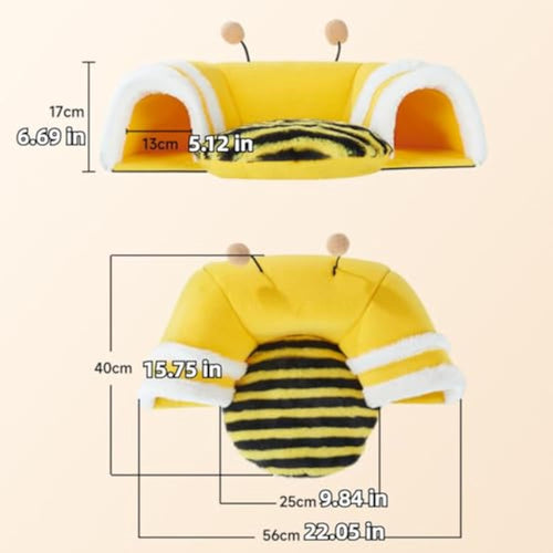 Bee-Shaped Warm Hideout Tunnel for Guinea Pigs & Rabbits