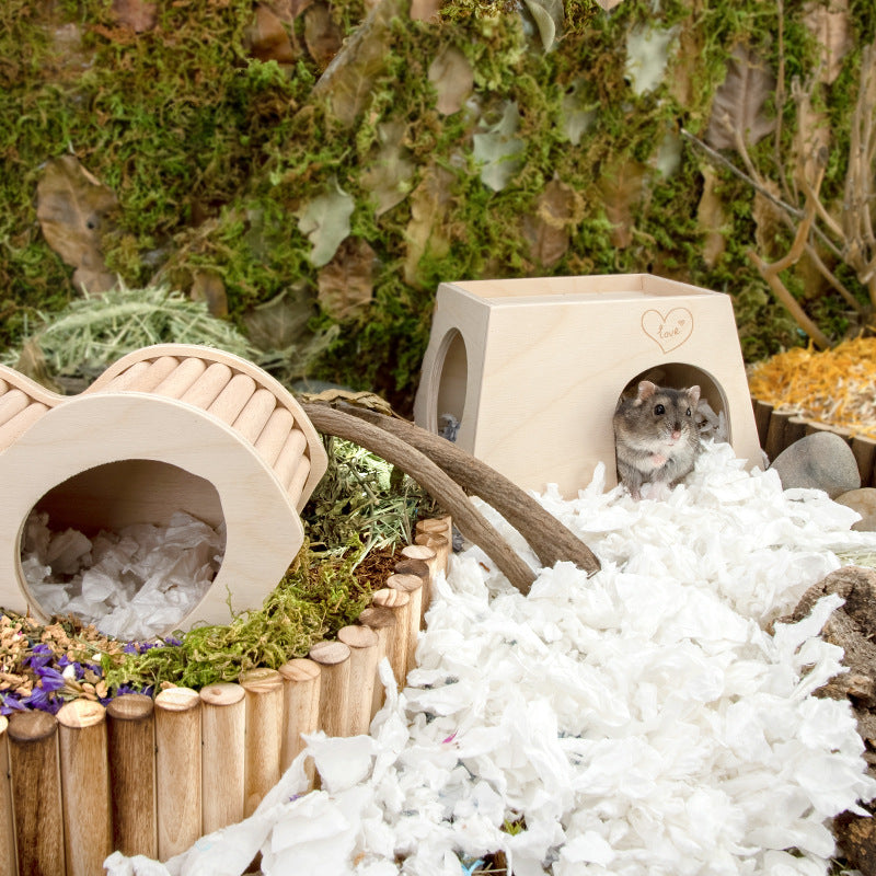 Wooden Hideout House with Climbing Platform for Hamsters