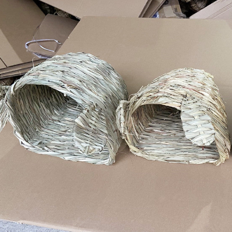 Hand-Woven Straw Tunnel Nest for Rabbits & Small Pets