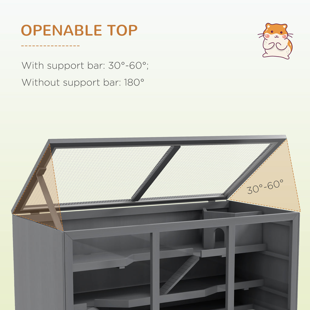 Oversized Wooden Hamster & Gerbil Habitat with Open Roof