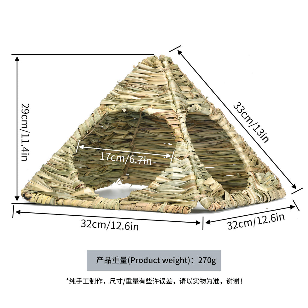 Foldable Natural Grass Hut for Rabbits & Small Pets