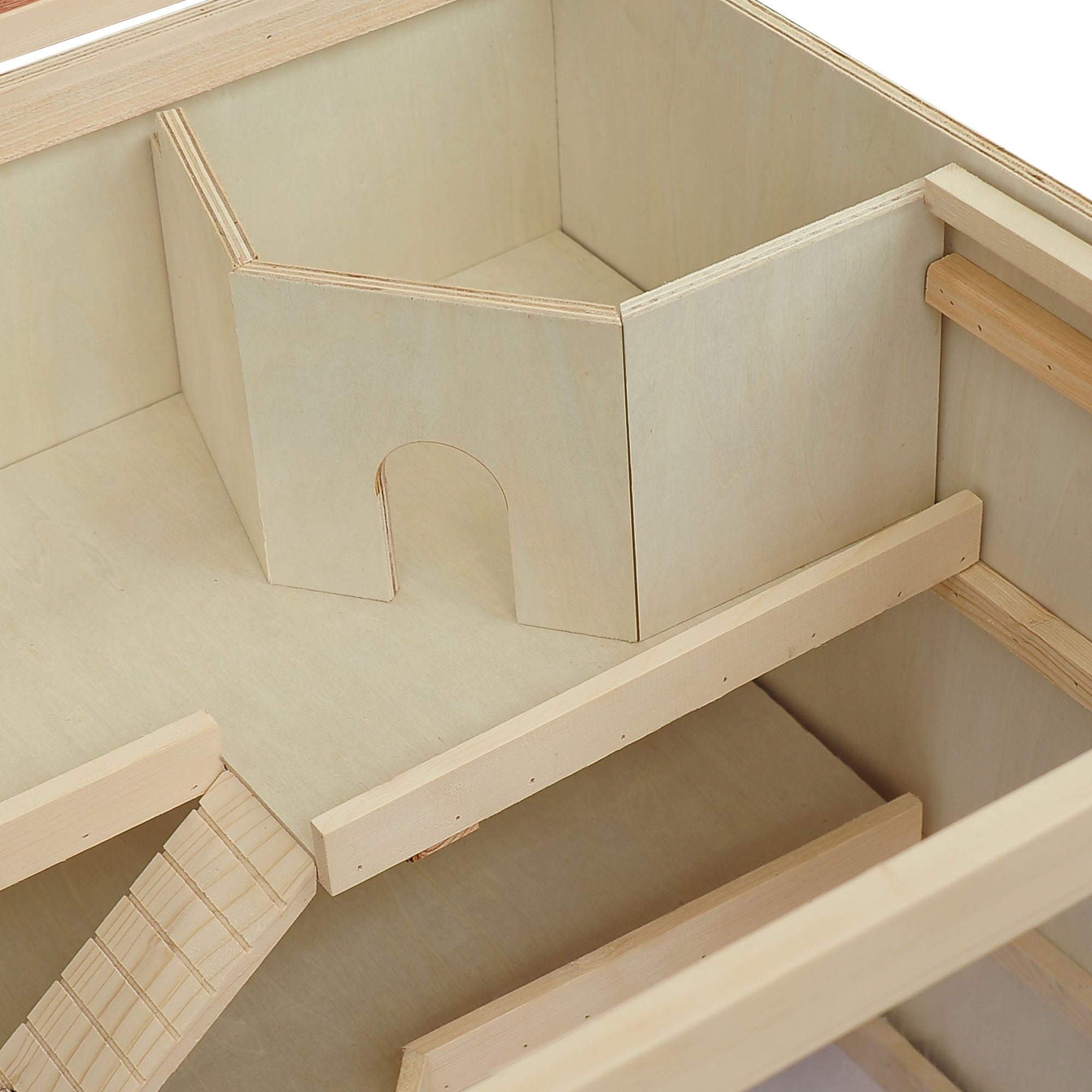 3-Tier Wooden Hamster Habitat — Large Exercise Play House with Opening Roof