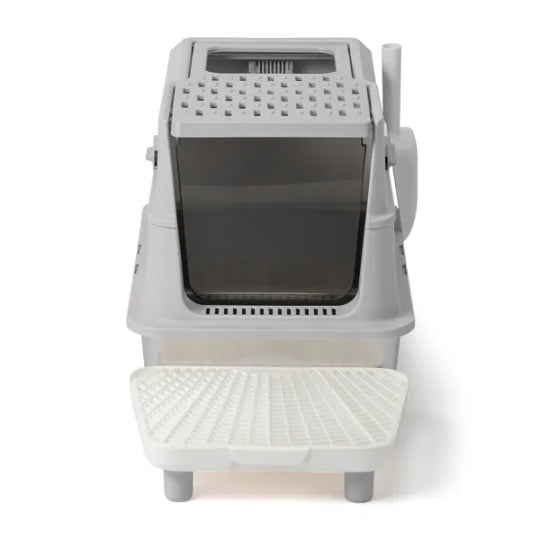 Extra Large Covered Stainless Steel Cat Litter Box with Scoop