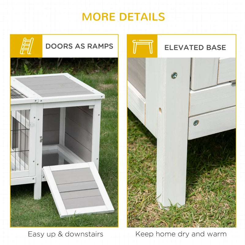Indoor Rabbit Hutch with Divider & Pull-Out Tray — White