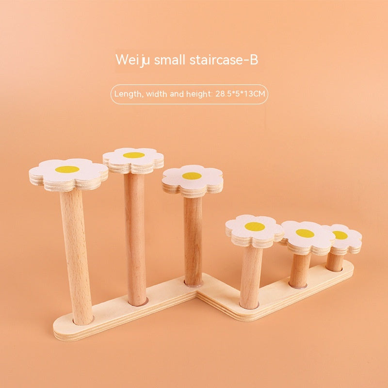 Wooden 2-Story Platform & Stairs for Hamster Cages