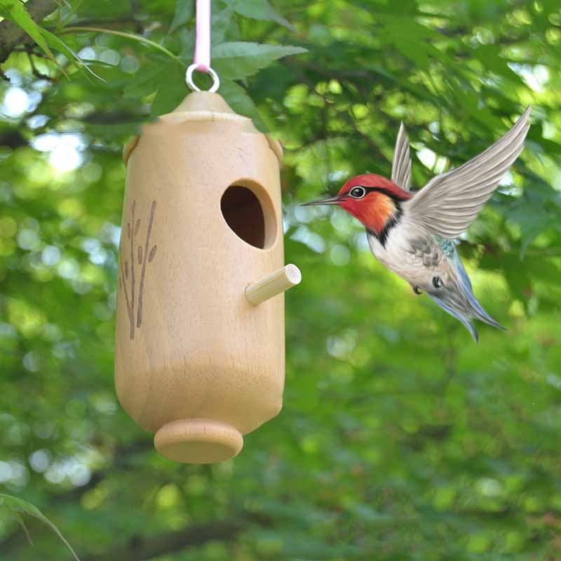 Wooden Hummingbird Swing Nest House — 3 Styles
