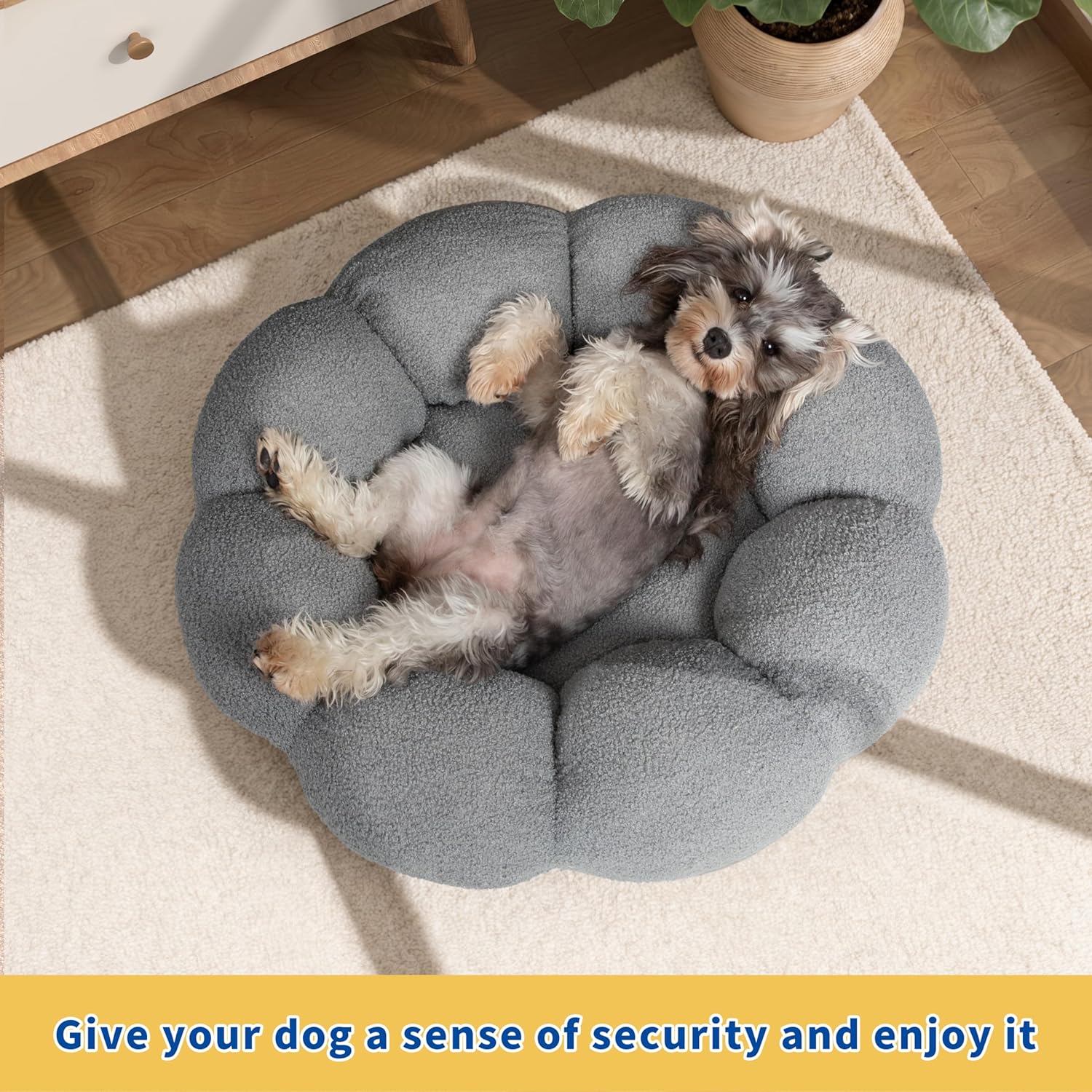 Fluffy Flower Donut Calming Bed for Cats & Dogs