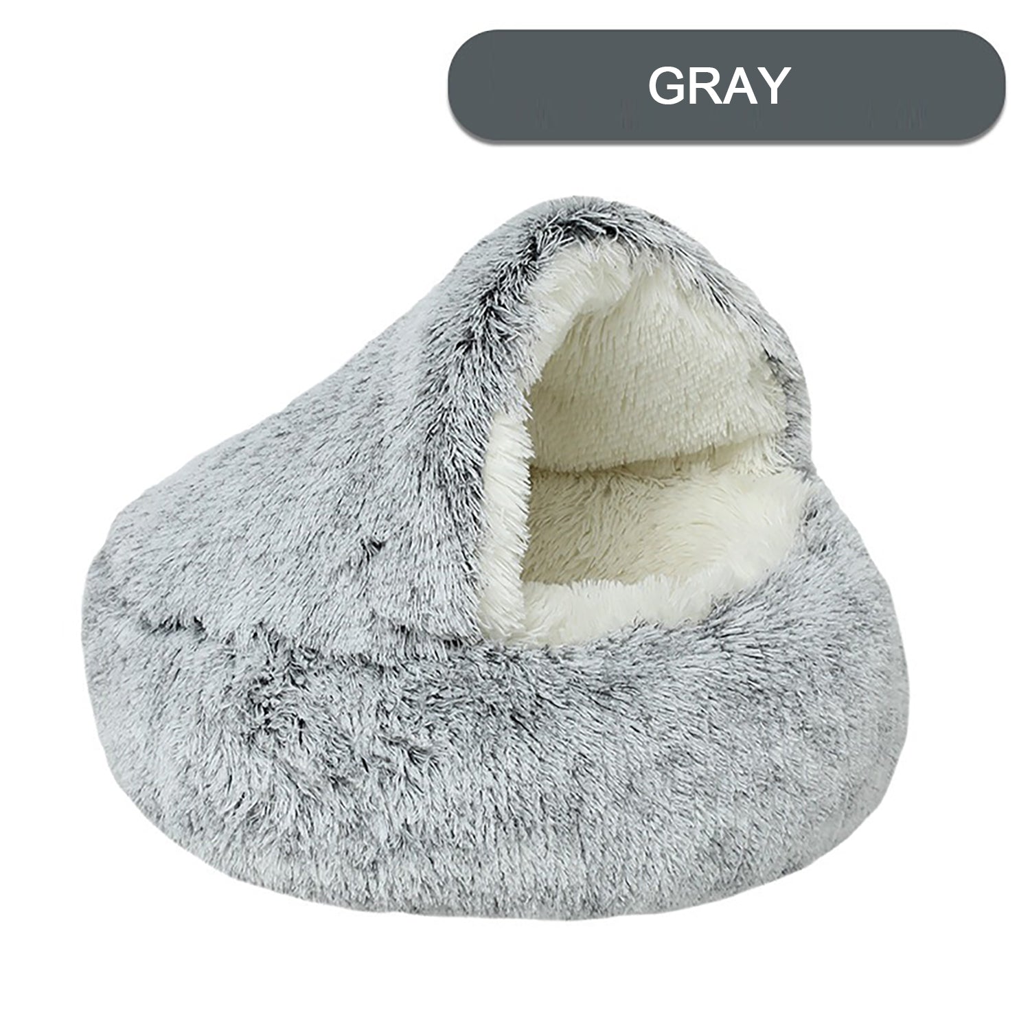 Luxurious Plush Hooded Donut Cat Bed — Semi-Enclosed
