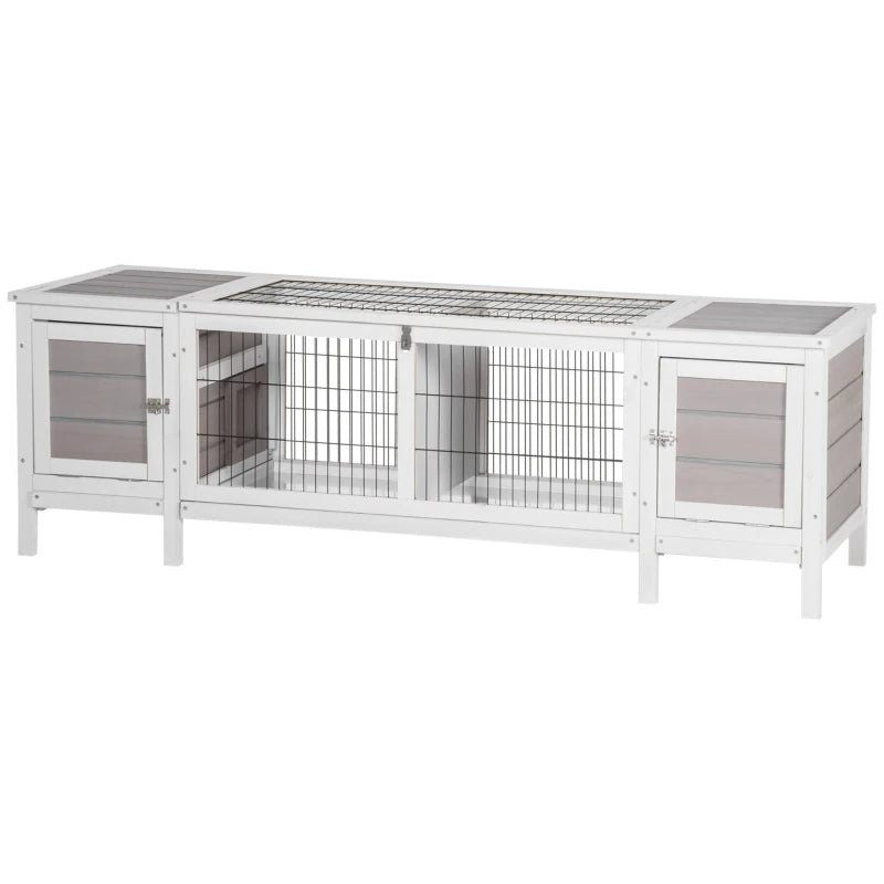 Indoor Rabbit Hutch with Divider & Pull-Out Tray — White