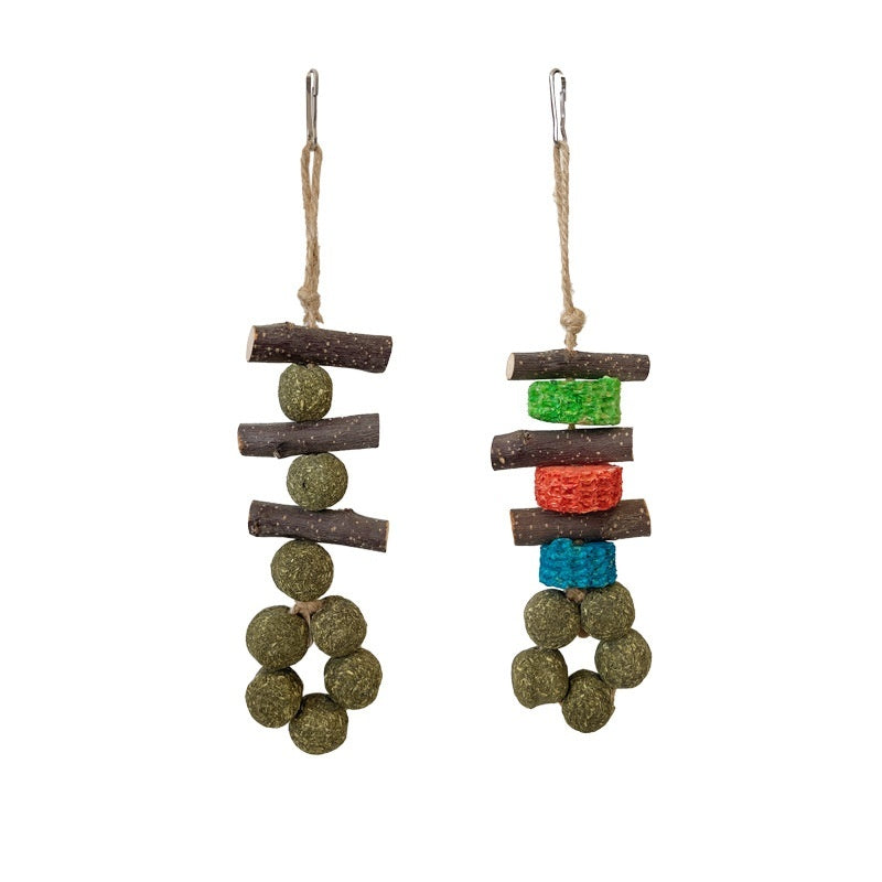 Natural Apple Wood & Straw Chew Ball for Small Pets