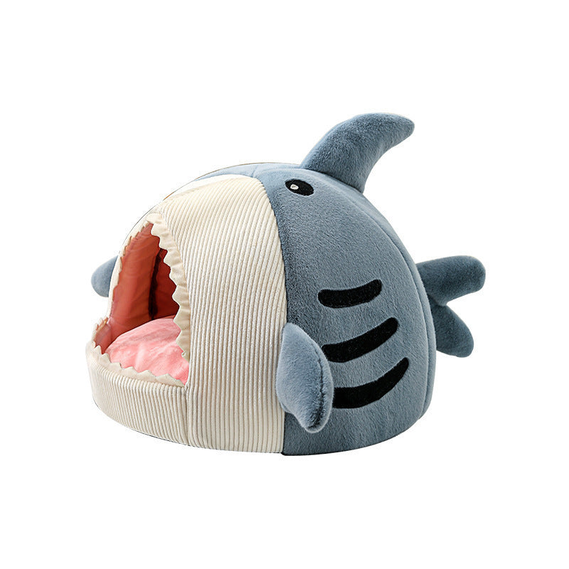 Cozy Shark Hideout House for Cats