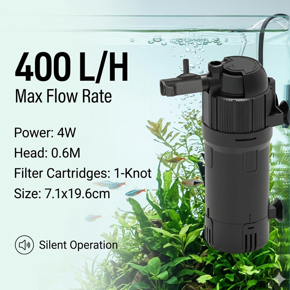 400L H Aquarium Fish Tank Internal Filter Submersible Filter All Pond Solutions