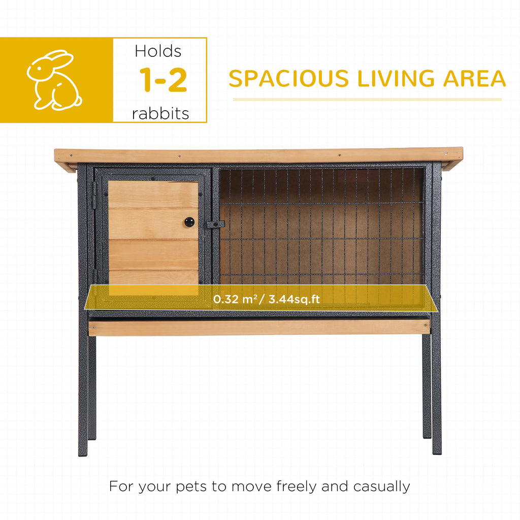 Elevated Wooden Rabbit Hutch — Indoor/Outdoor with Slide-Out Tray