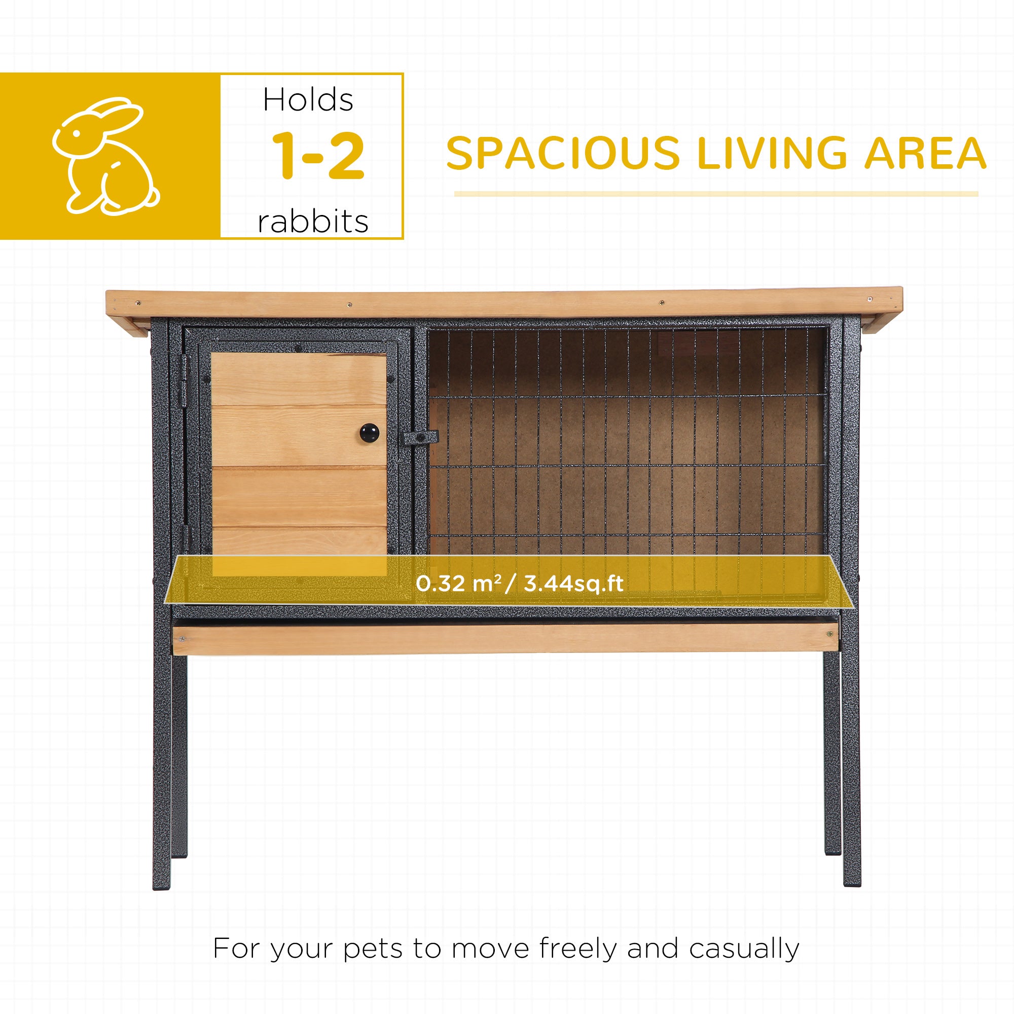 Elevated Wooden Rabbit Hutch — Indoor/Outdoor with Slide-Out Tray