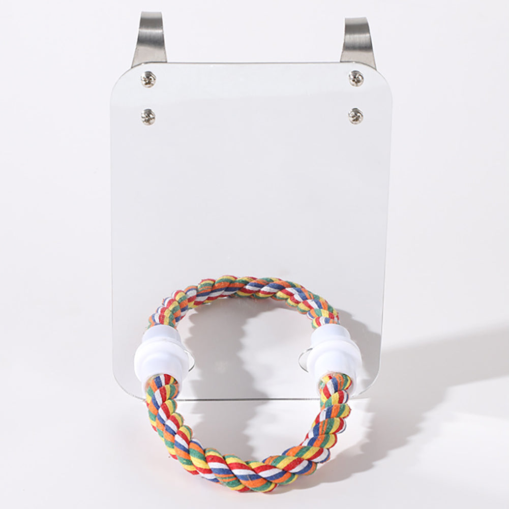 Acrylic Bird Mirror Toy with Standing Pole