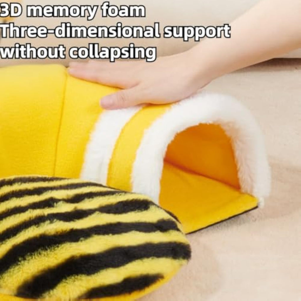 Bee-Shaped Warm Hideout Tunnel for Guinea Pigs & Rabbits