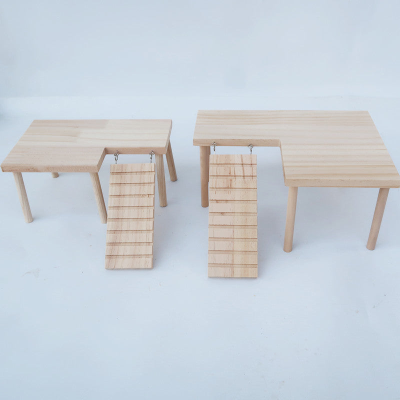 Solid Wood Platform & Ladder Set for Hamsters