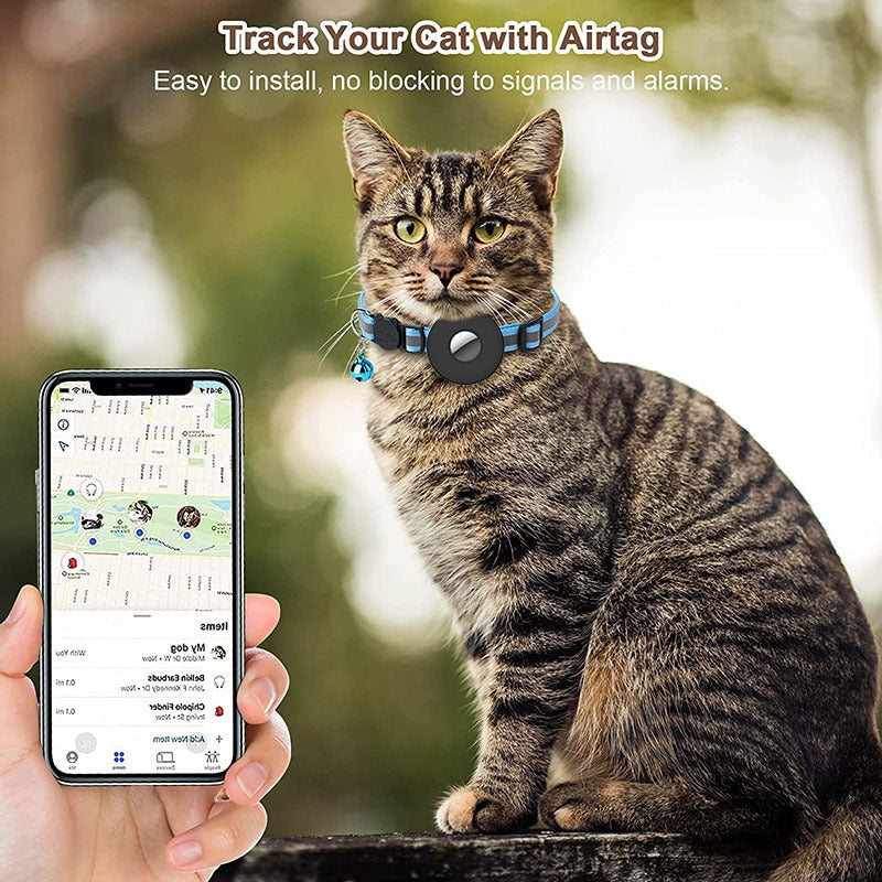 AirTag Pet Collar with Bell — Reflective Anti-Lost Design