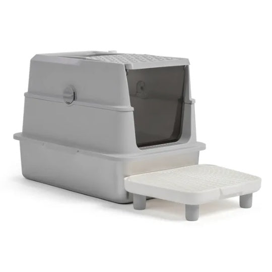 Extra Large Covered Stainless Steel Cat Litter Box with Scoop