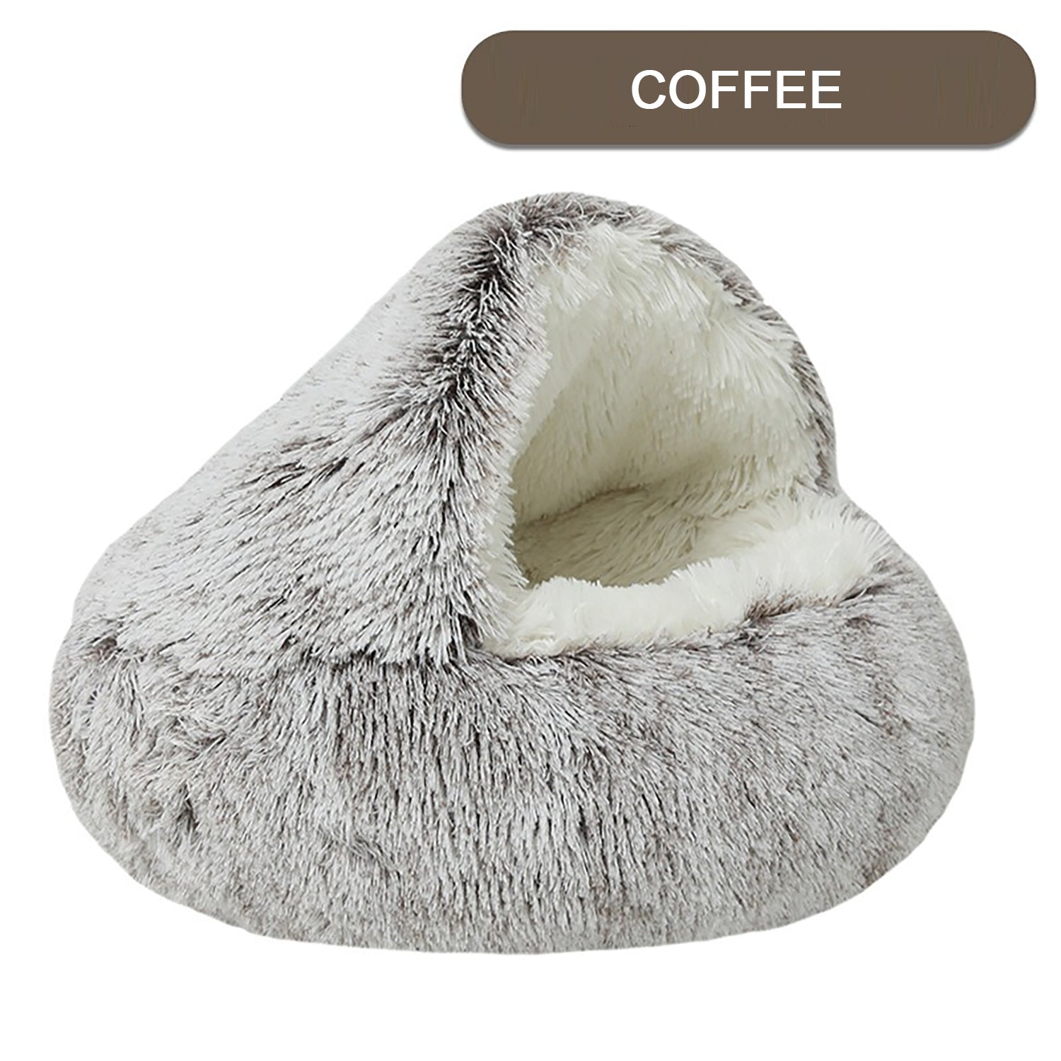 Luxurious Plush Hooded Donut Cat Bed — Semi-Enclosed