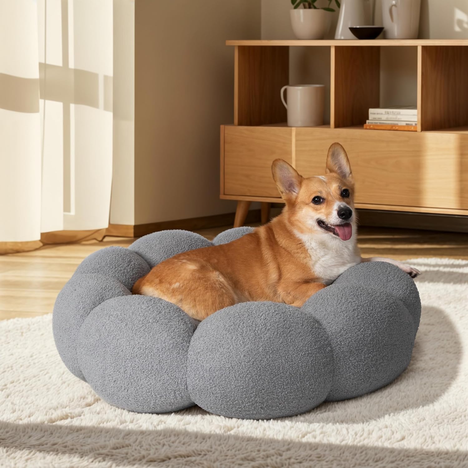 Fluffy Flower Donut Calming Bed for Cats & Dogs