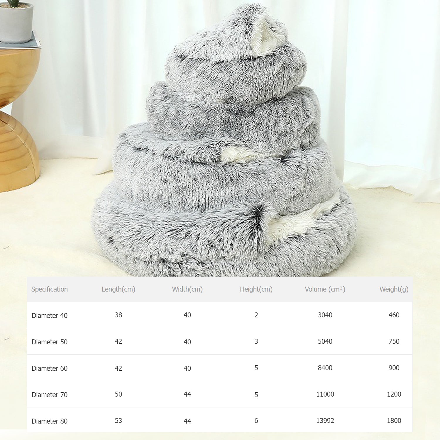 Luxurious Plush Hooded Donut Cat Bed — Semi-Enclosed
