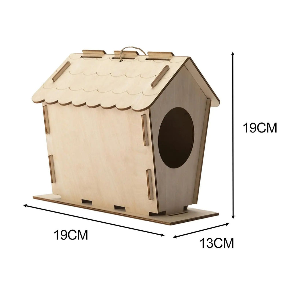 DIY Wooden Bird House — Unfinished Natural Nesting Box
