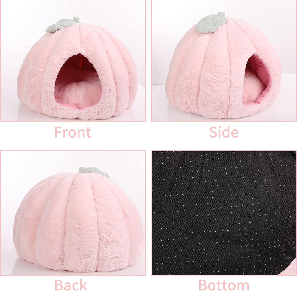 Pink Soft Cat Tent Cave Bed with Removable Cushion