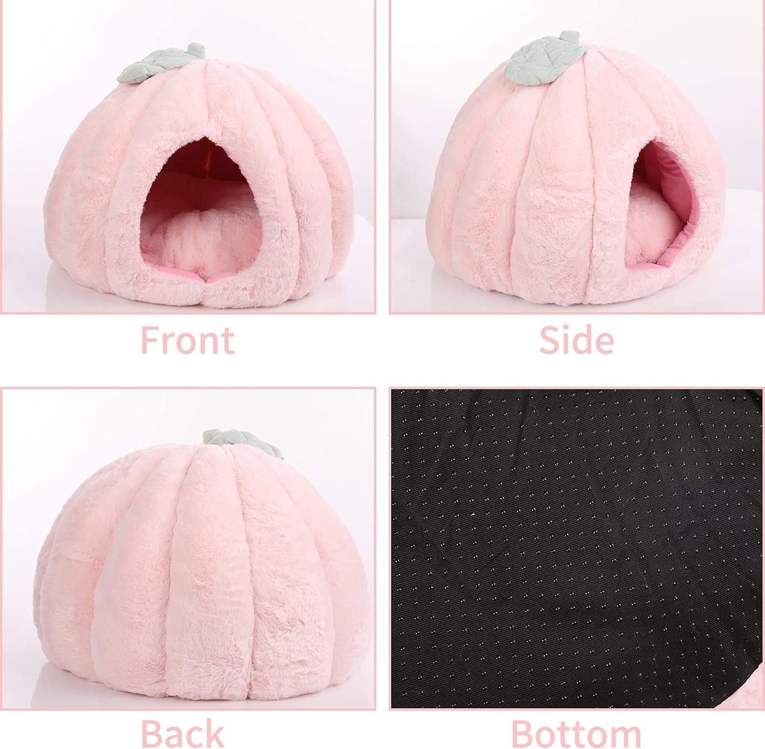 Pink Soft Cat Tent Cave Bed with Removable Cushion